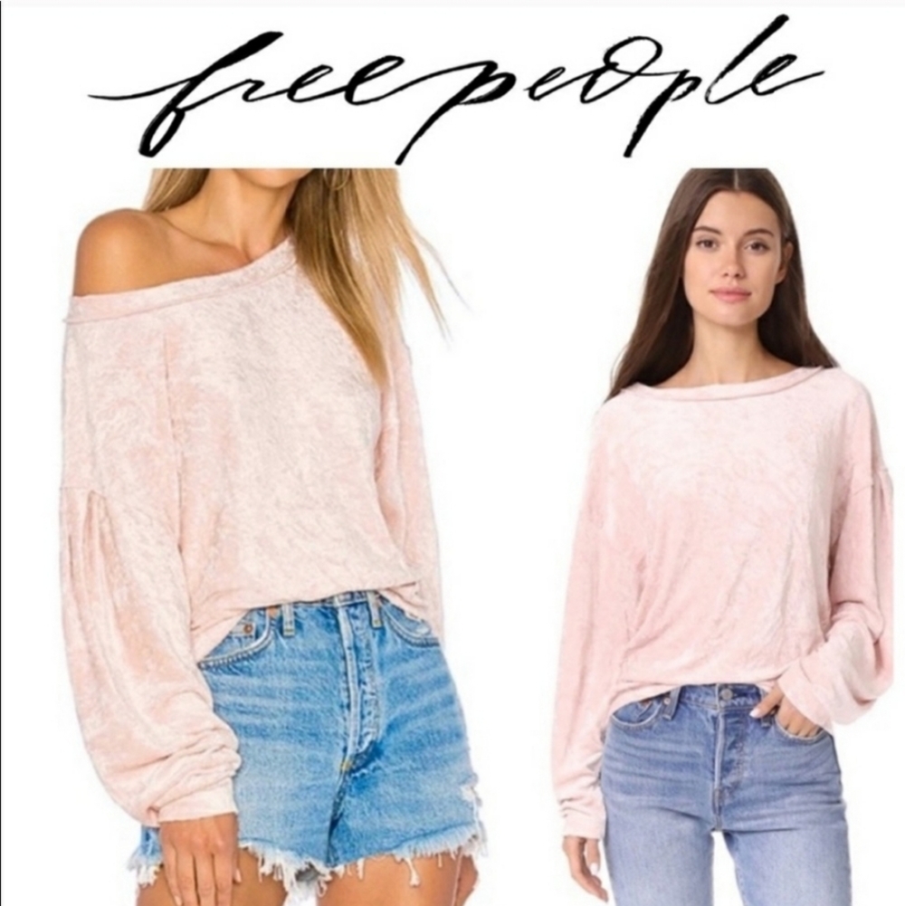 Free People Crushed Velvet Milan Layering Long Sleeve Top